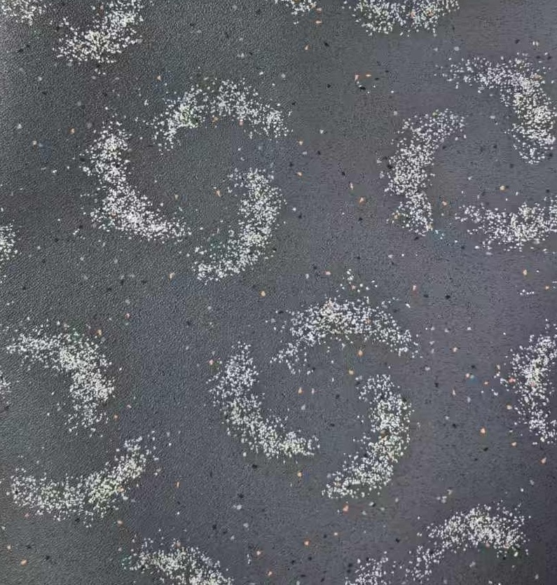 AU20-2515-06L lightweight PVC flooring texture for bus and coach interiors, a gray-blue base with fine dark and light chips